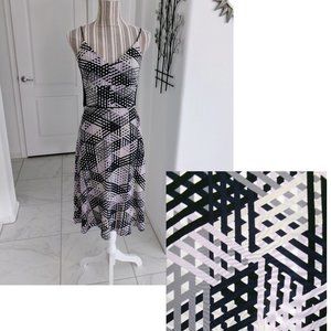 Like New Silk Bias Cut Charmeuse Judith & Charles Dress Black Grey Navy White 2